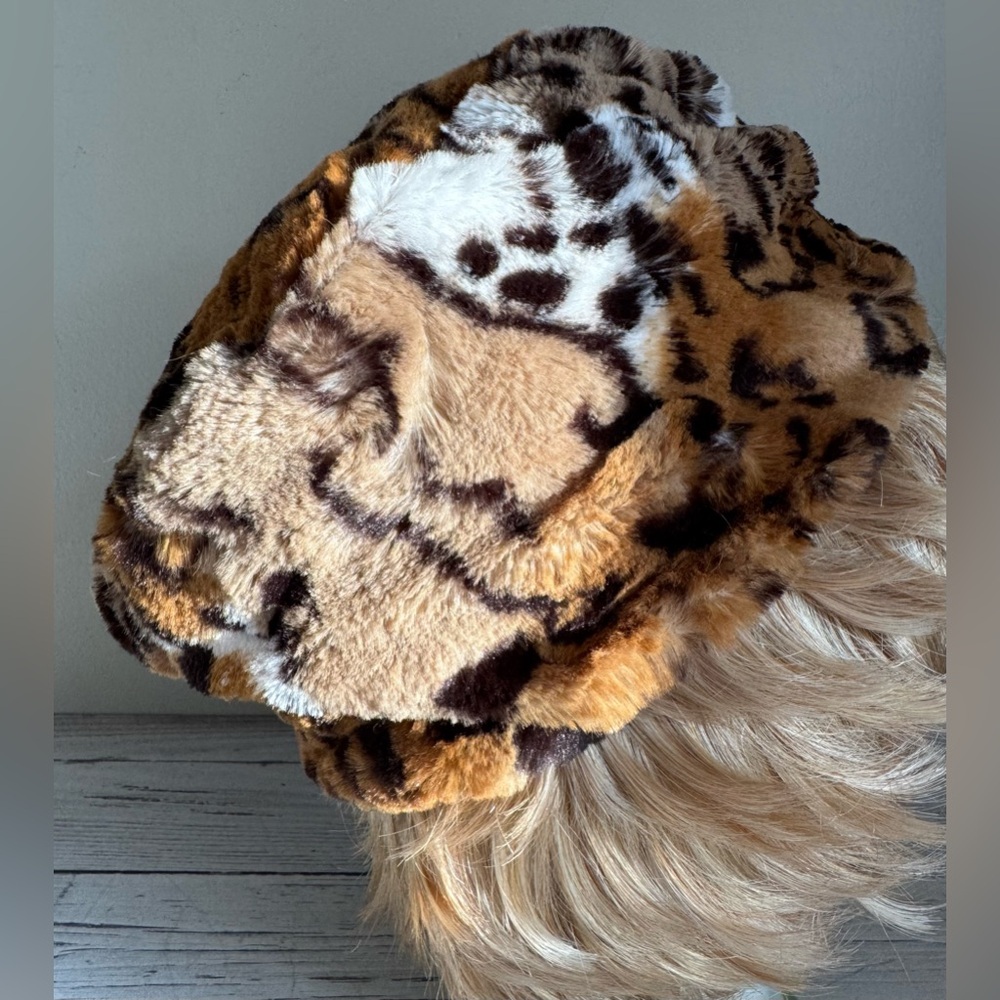 Adrienne Landau Faux Fur Animal Print Hat